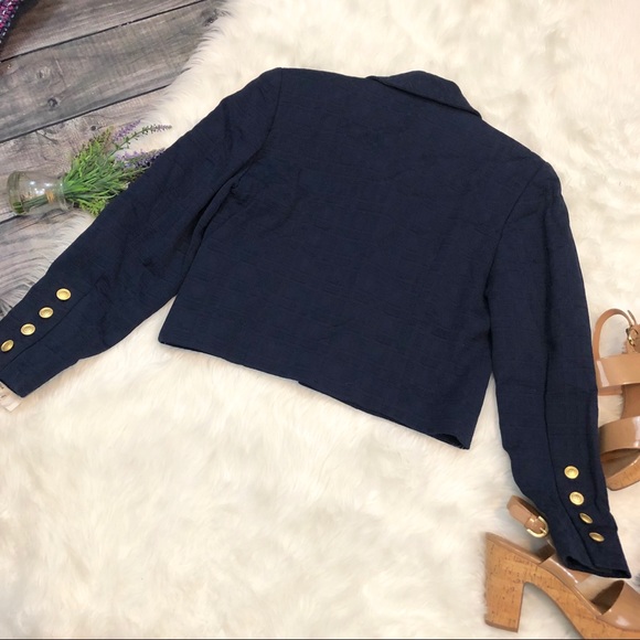NEW Doncaster Navy Blue Cropped Cotton Jacket - Picture 5 of 7